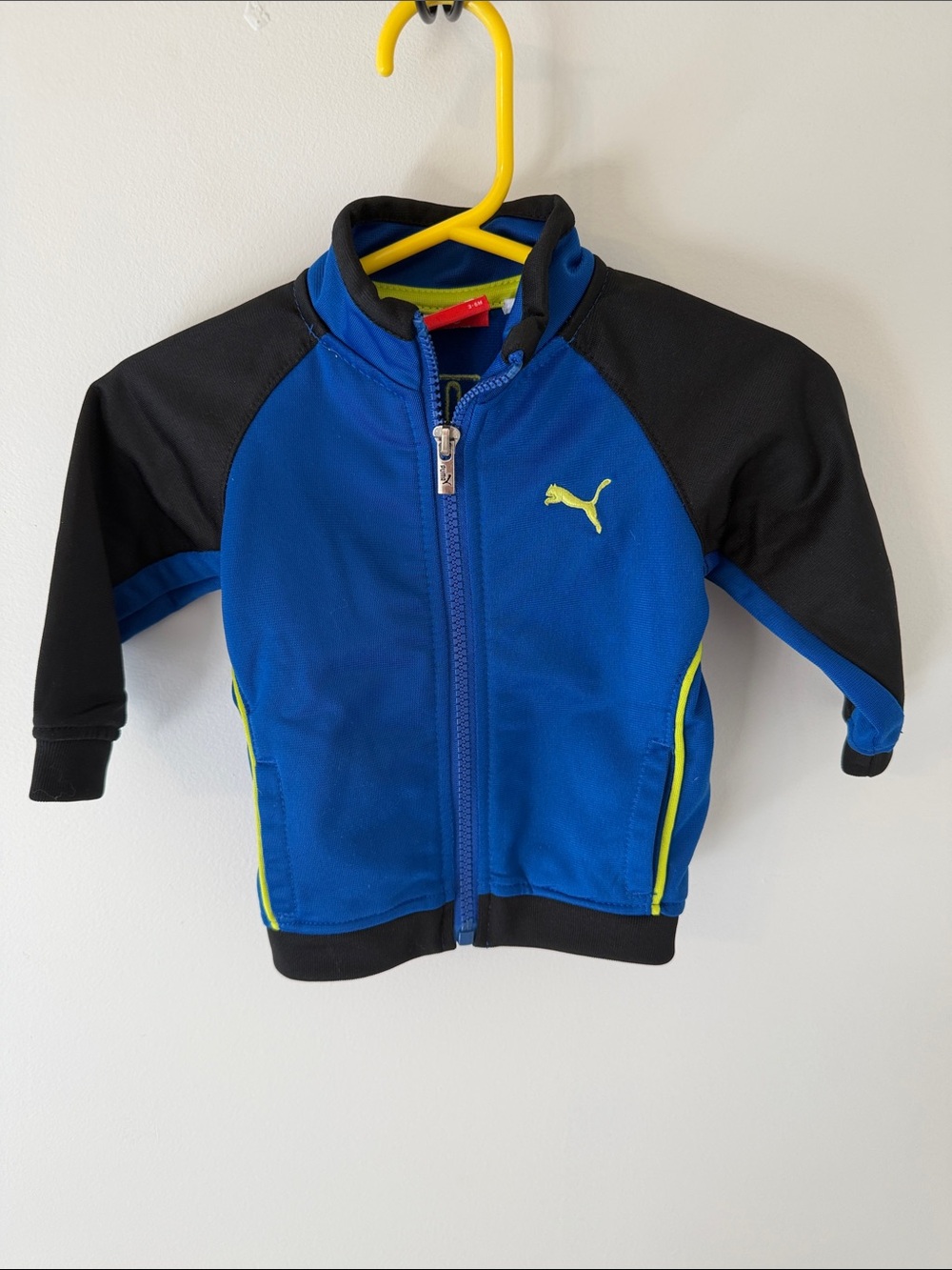 Puma Royal Blue and Black Jacket with Neon Yellow Accents
